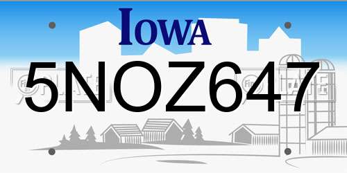 5NOZ647 Iowa License Plate
