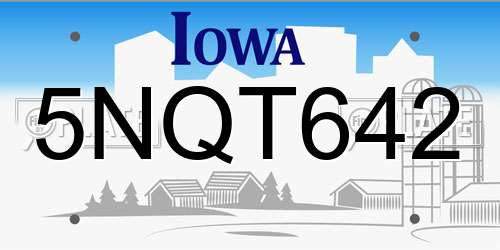 5NQT642 Iowa License Plate