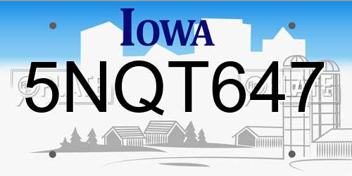 5NQT647 Iowa License Plate