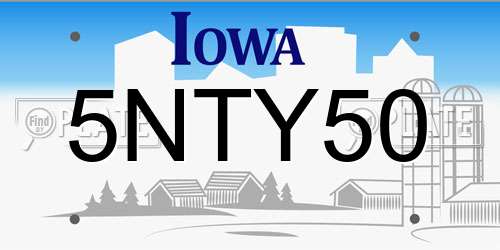 5NTY50 Iowa License Plate
