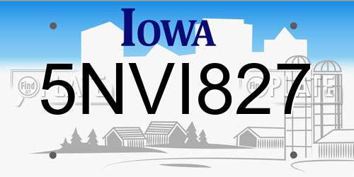 5NVI827 Iowa License Plate