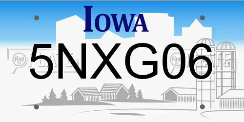 5NXG06 Iowa License Plate