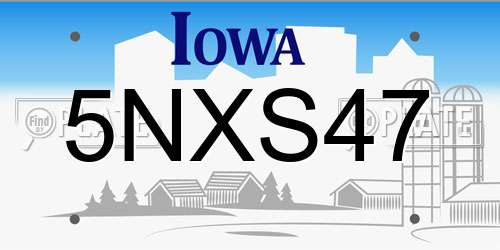 5NXS47 Iowa License Plate