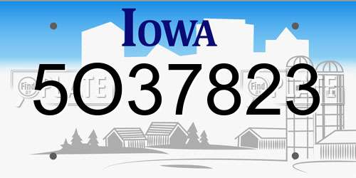 5O37823 Iowa License Plate