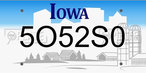 5O52S0 Iowa License Plate