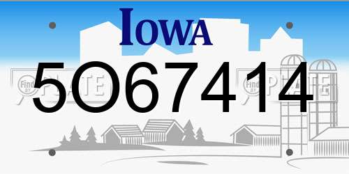5O67414 Iowa License Plate