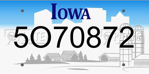 5O70872 Iowa License Plate