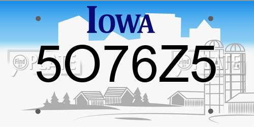 5O76Z5 Iowa License Plate