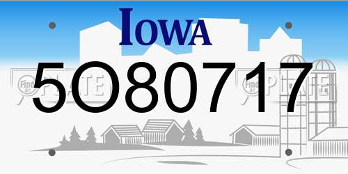 5O80717 Iowa License Plate