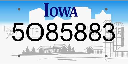 5O85883 Iowa License Plate