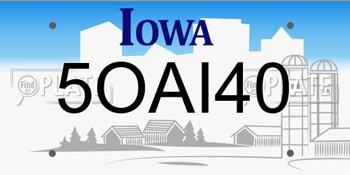 5OAI40 Iowa License Plate