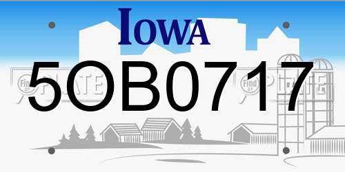 5OB0717 Iowa License Plate