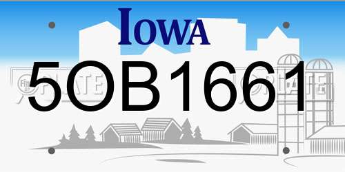 5OB1661 Iowa License Plate
