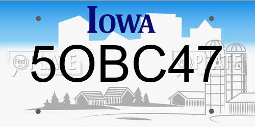 5OBC47 Iowa License Plate