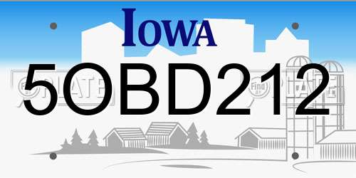 5OBD212 Iowa License Plate