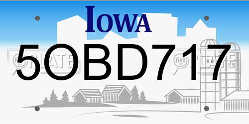 5OBD717 Iowa License Plate
