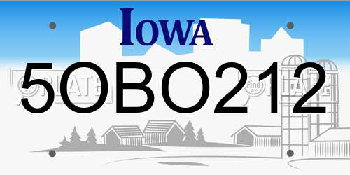 5OBO212 Iowa License Plate