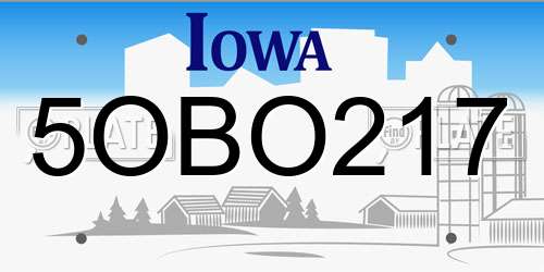 5OBO217 Iowa License Plate