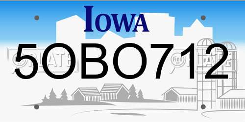 5OBO712 Iowa License Plate