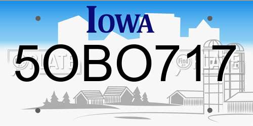 5OBO717 Iowa License Plate