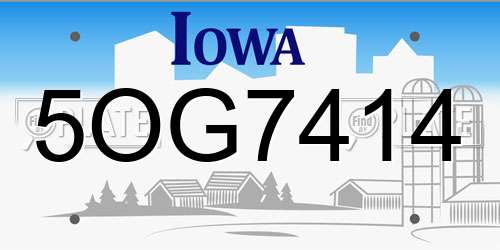 5OG7414 Iowa License Plate