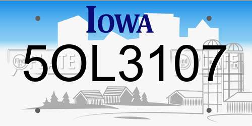 5OL3107 Iowa License Plate