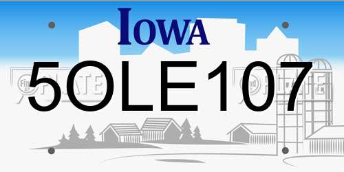 5OLE107 Iowa License Plate