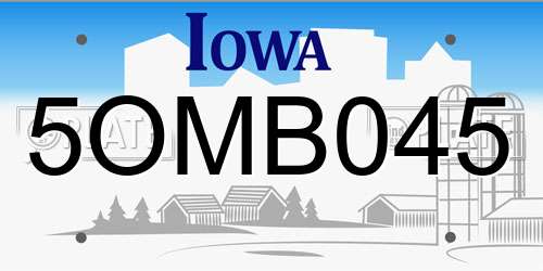 5OMB045 Iowa License Plate
