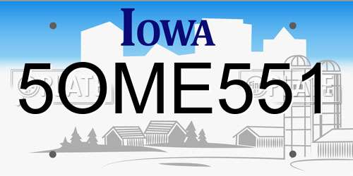5OME551 Iowa License Plate