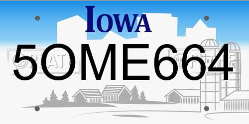 5OME664 Iowa License Plate