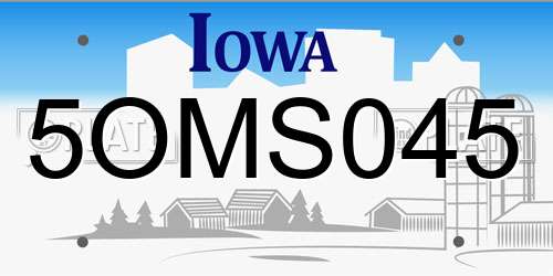 5OMS045 Iowa License Plate