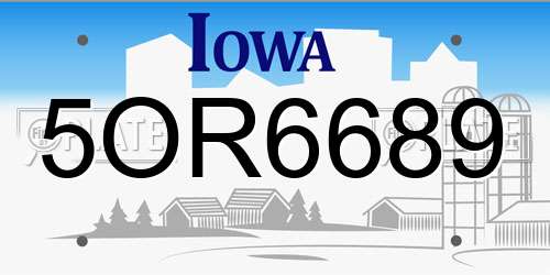 5OR6689 Iowa License Plate