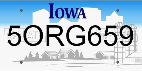 5ORG659 Iowa License Plate