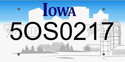 5OS0217 Iowa License Plate