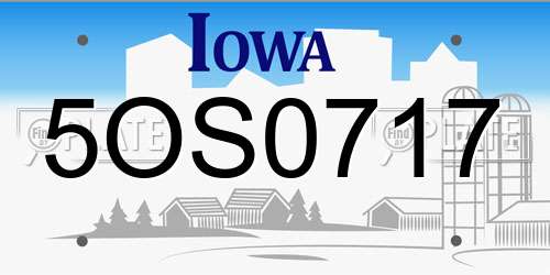 5OS0717 Iowa License Plate