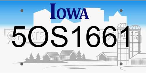 5OS1661 Iowa License Plate