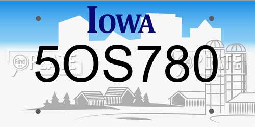 5OS780 Iowa License Plate