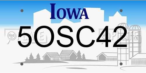 5OSC42 Iowa License Plate