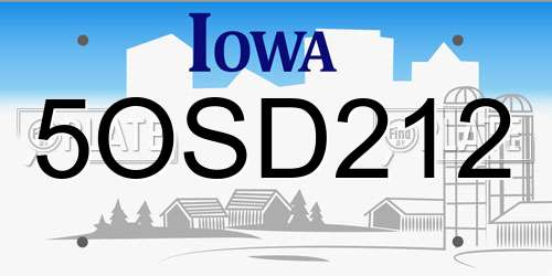 5OSD212 Iowa License Plate