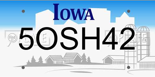 5OSH42 Iowa License Plate