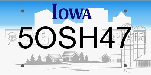 5OSH47 Iowa License Plate