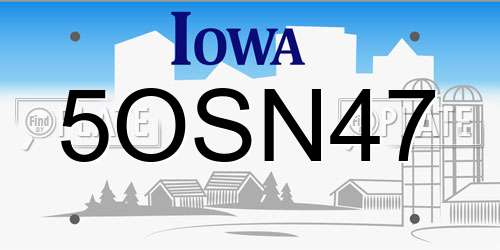 5OSN47 Iowa License Plate