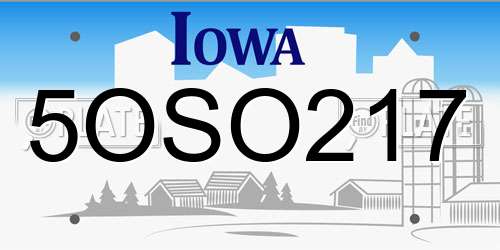 5OSO217 Iowa License Plate