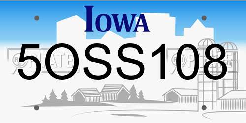 5OSS108 Iowa License Plate