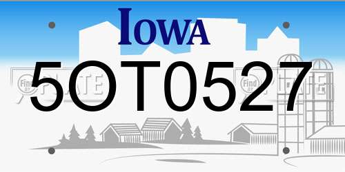 5OT0527 Iowa License Plate
