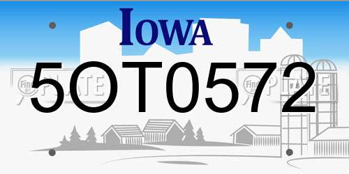 5OT0572 Iowa License Plate