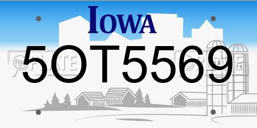 5OT5569 Iowa License Plate
