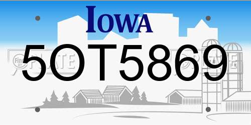 5OT5869 Iowa License Plate