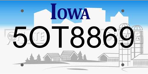 5OT8869 Iowa License Plate