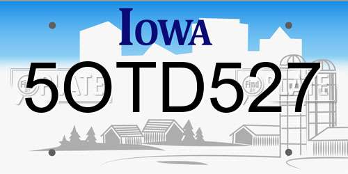 5OTD527 Iowa License Plate